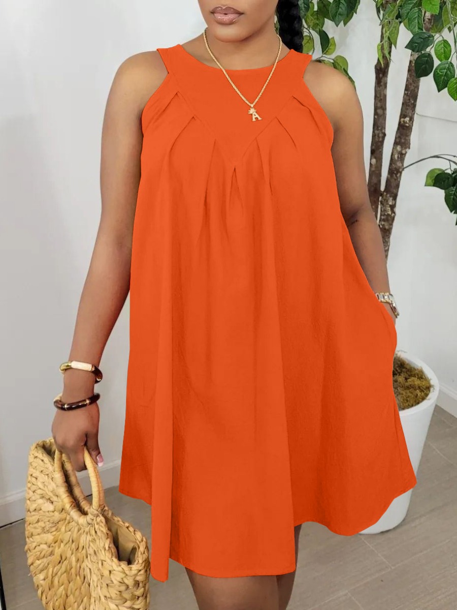 LW BASICS Solid Color Mini Dress