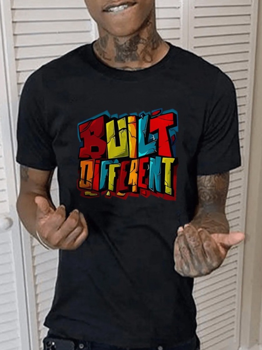 LW Men Pattern Letter T-shirt