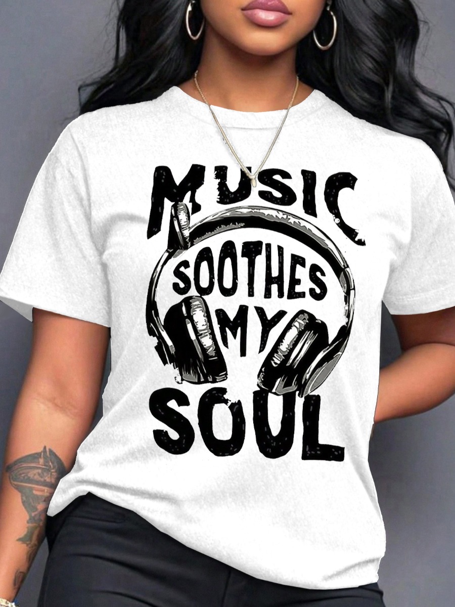 LW Pattern Letter Print Positioning T-shirt