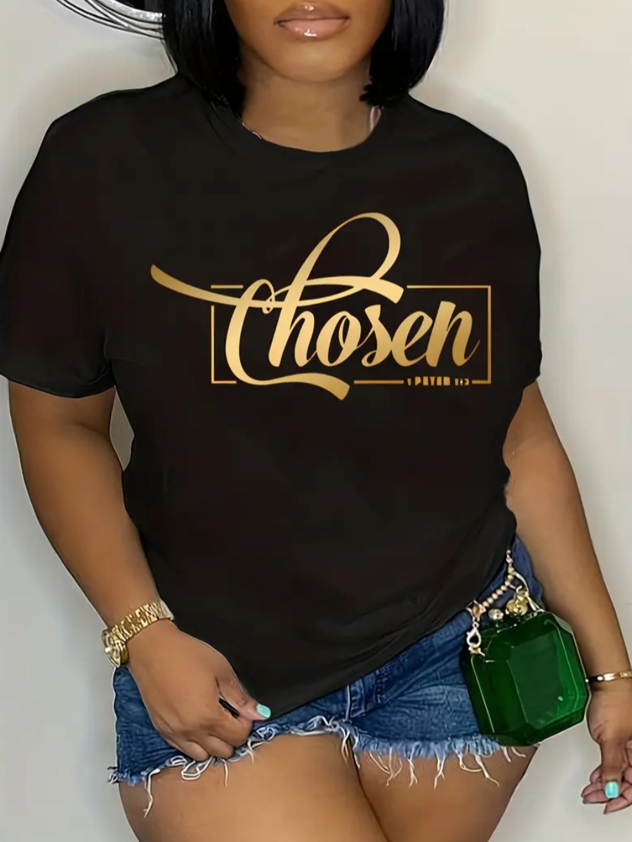 LW Plus Size Pattern Letter T-shirt