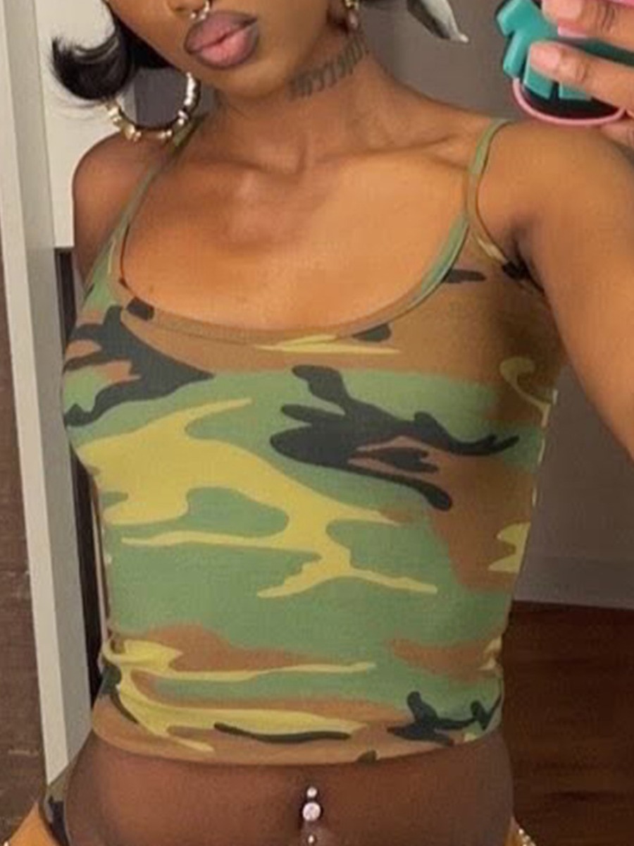 LW BASICS Pattern Camo Camisole&Tank Top