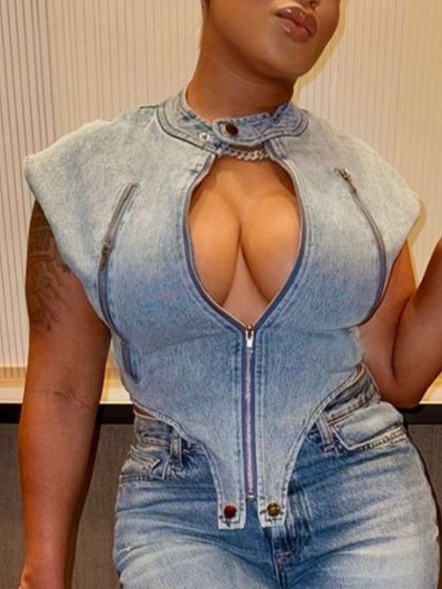 LW Round Neck Zipper Design Solid Color Micro Elas