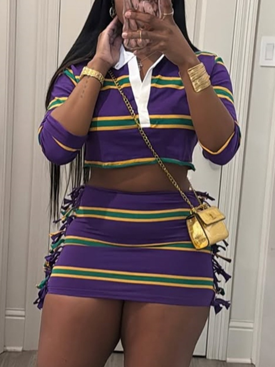 LW Casual Polyester Turndown Collar Tassel Design 