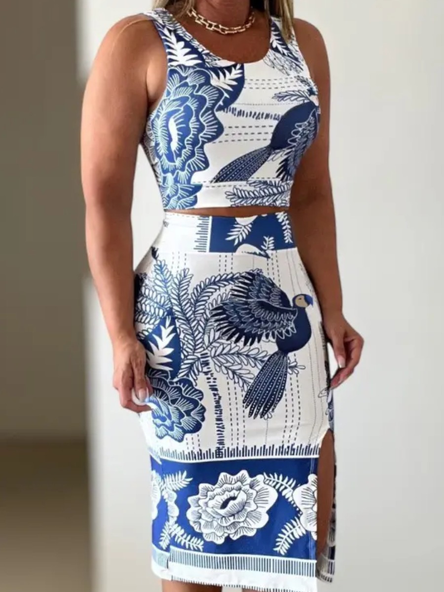 LW Vacation Polyester Round Neck Pattern Tribal Mi