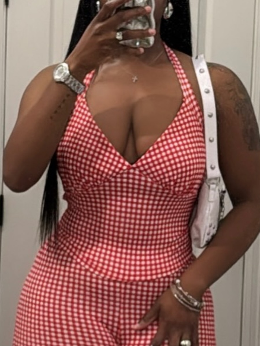 LW Bandage Design Plaid Camisole&Tank Top