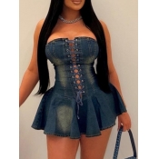 LW Strapless Bandage Design Solid Color Micro Elas