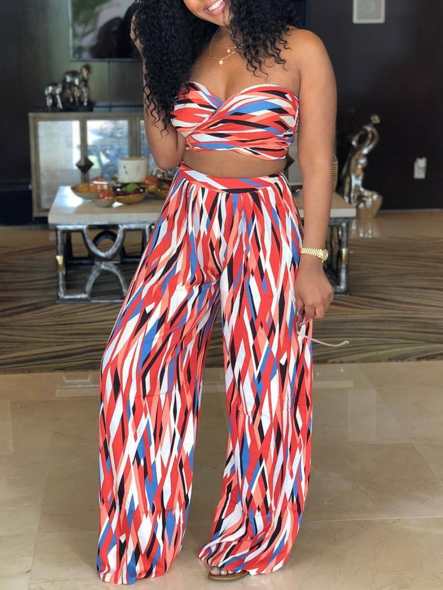 LW Vacation Polyester Halter Pattern Geometric Sle