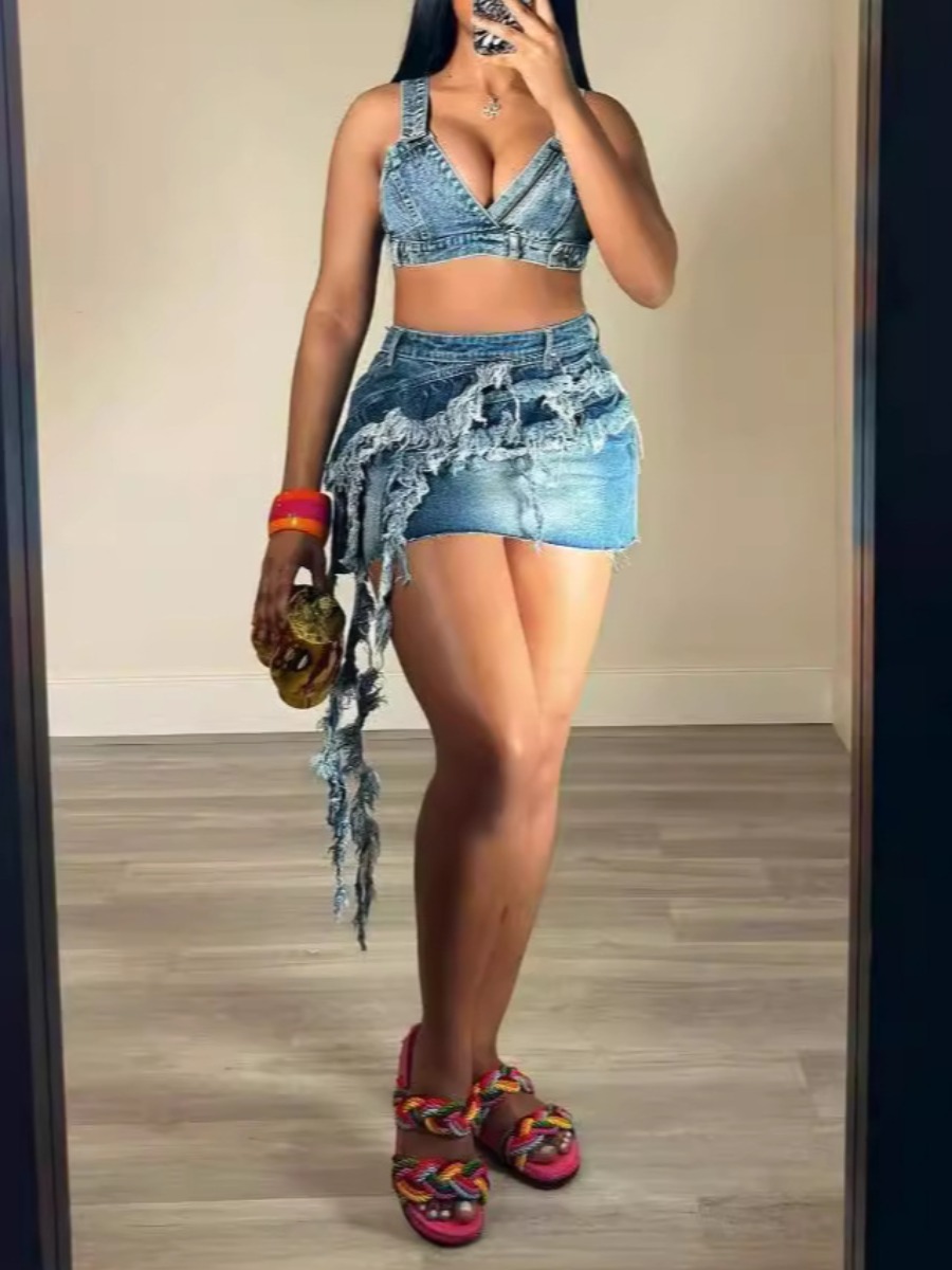 LW V Neck Contrast Lace Solid Micro Elasticity Den