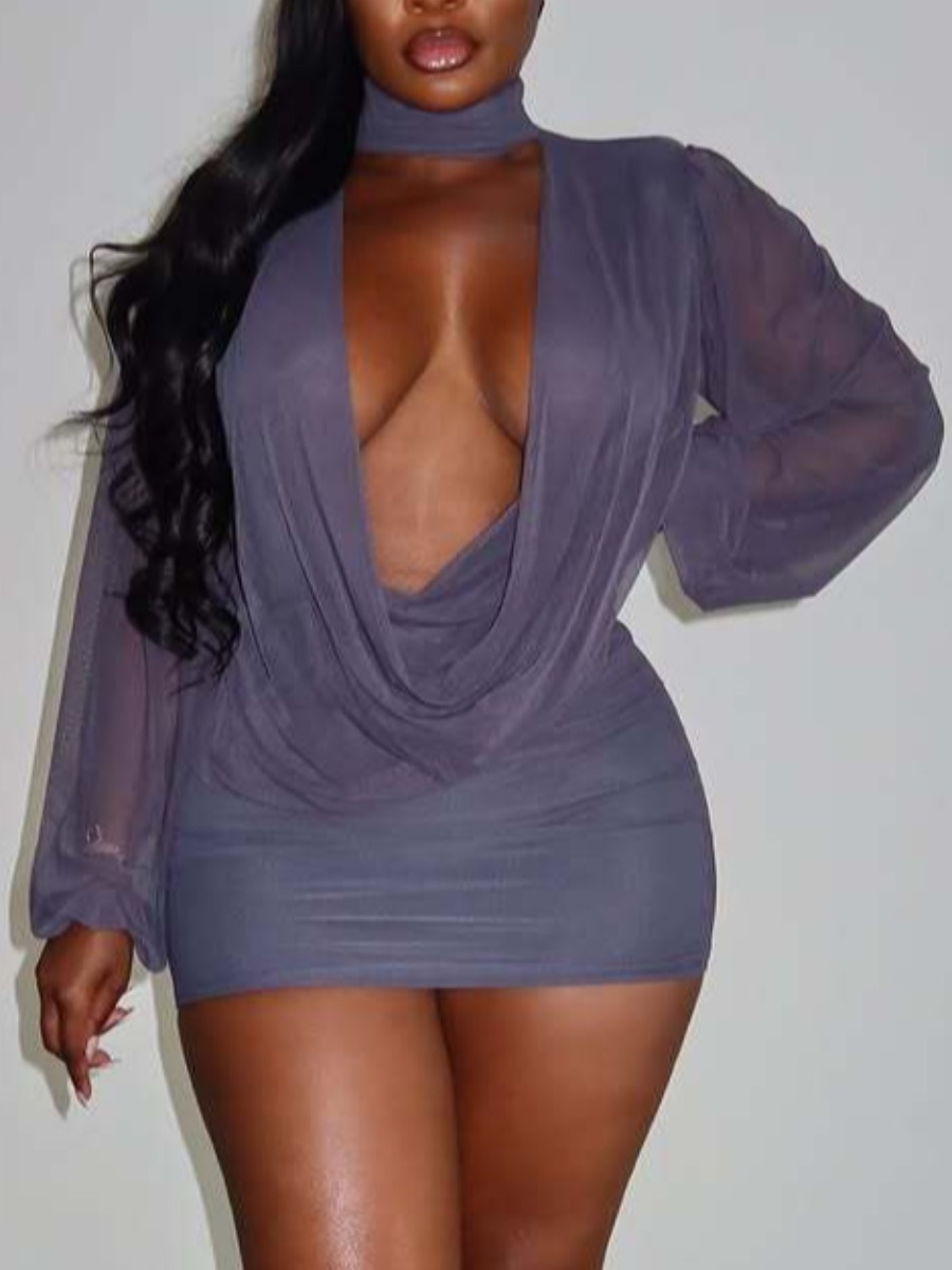 LW SXY Solid Color Mini Dress