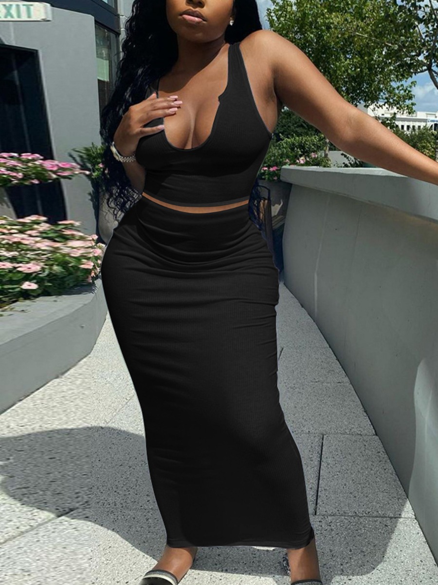 LW BASICS Plus Size Vests Skinny Two-piece Skirt S